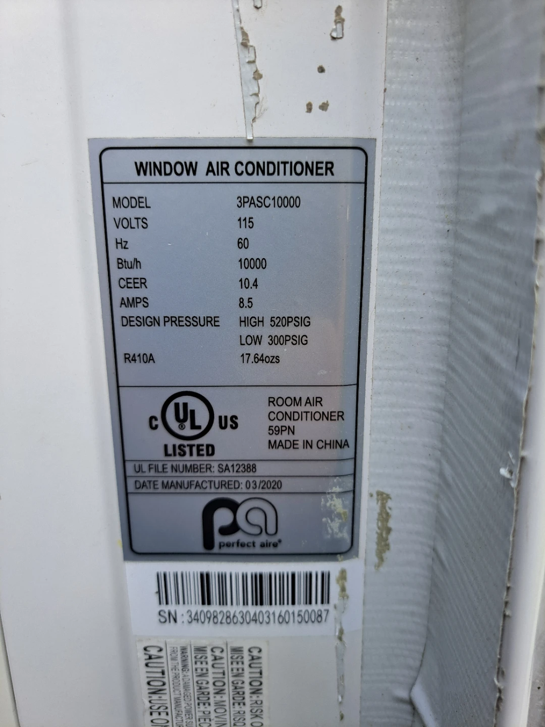 Perfect Aire 3PASC10000 Window Air Conditioner - photo 2