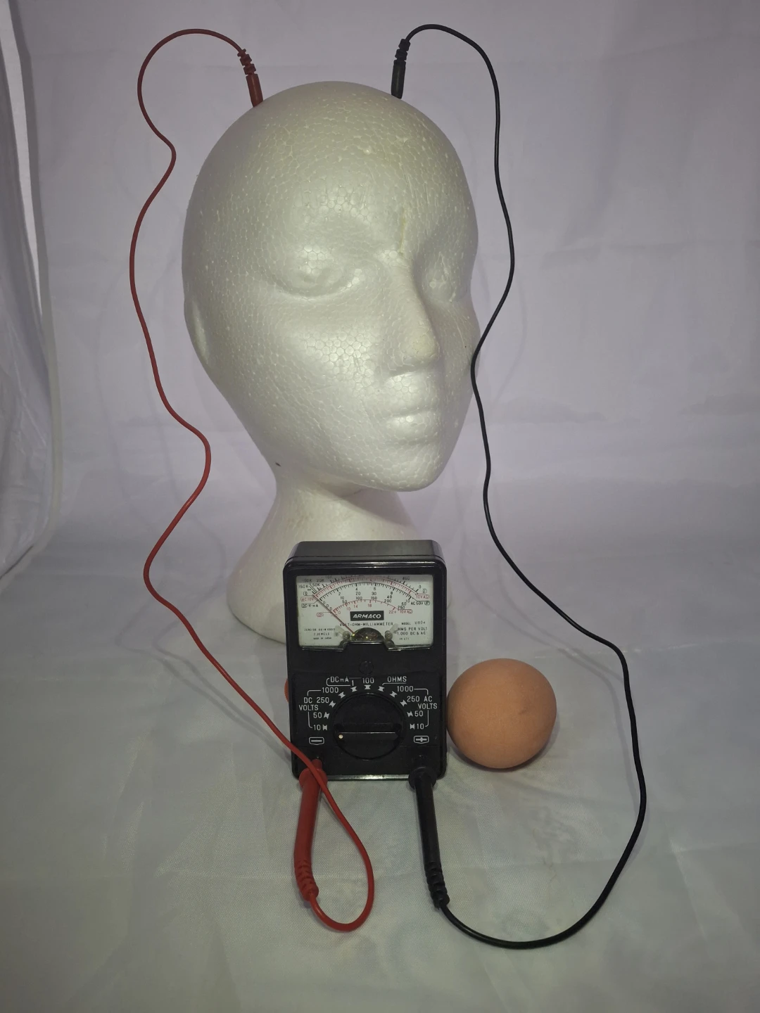 Amsco Multimeter and Styrofoam Head Display