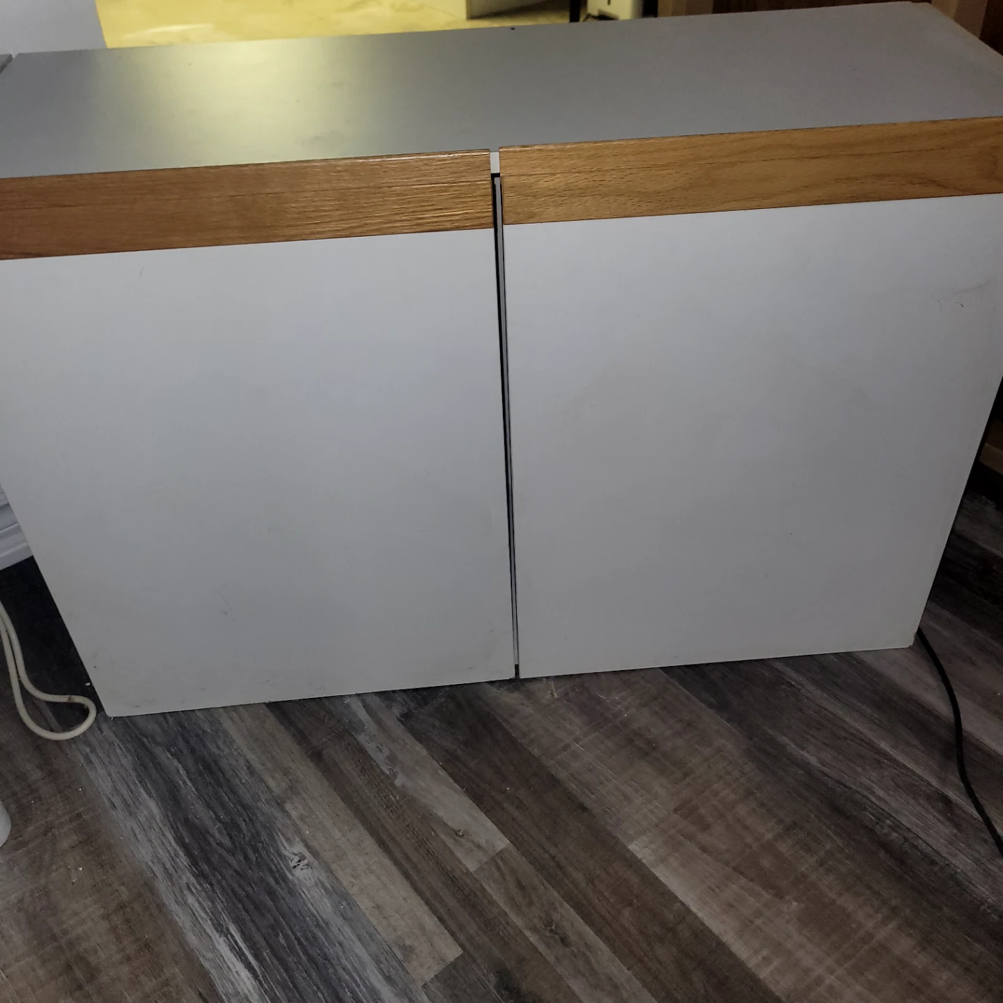 White Cabinet with Wood Trim