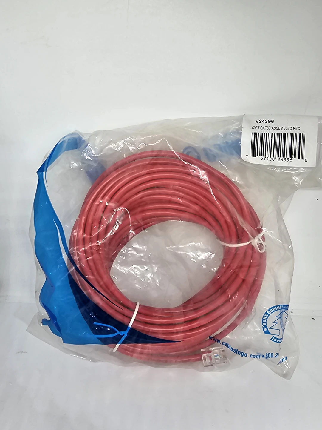 50ft CAT5e Assembled Red Network Cable