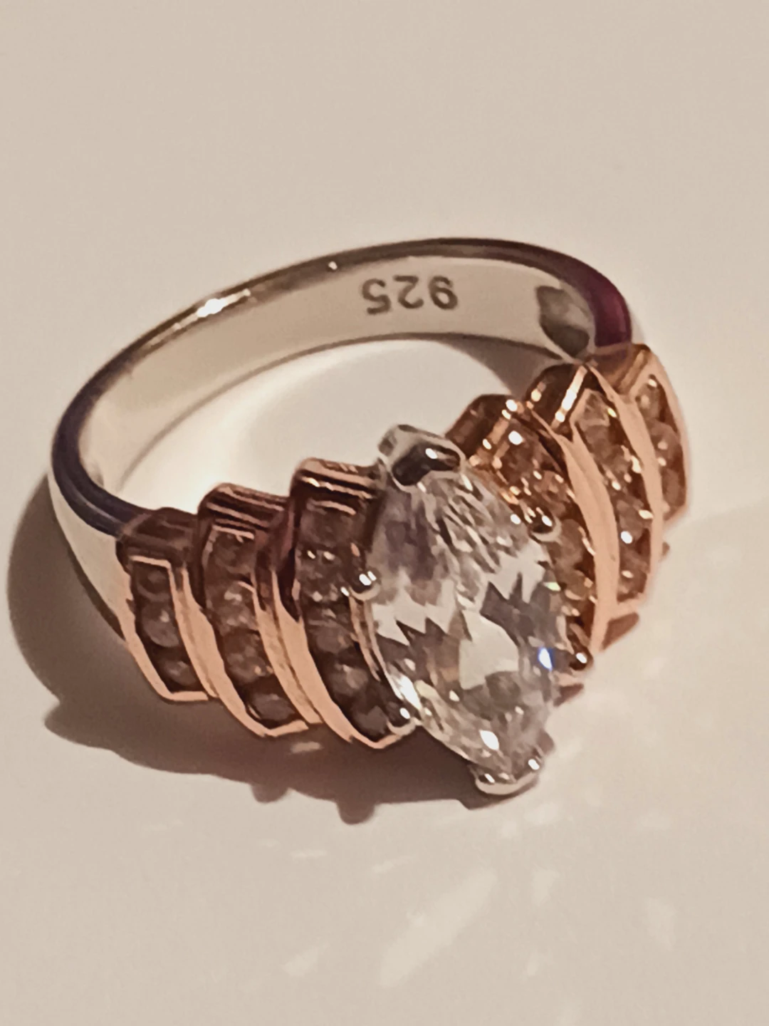 Gorgeous Sterling Silver 925 Marquise Ring. 7