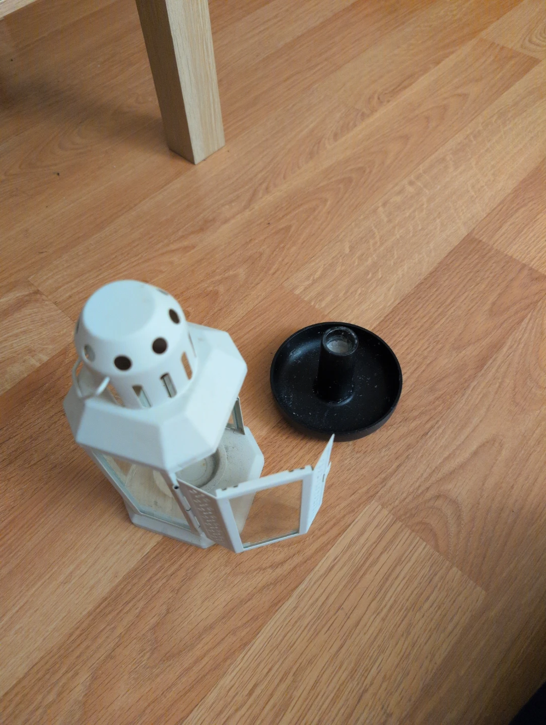 White decorative lantern with black candle holder - photo 4