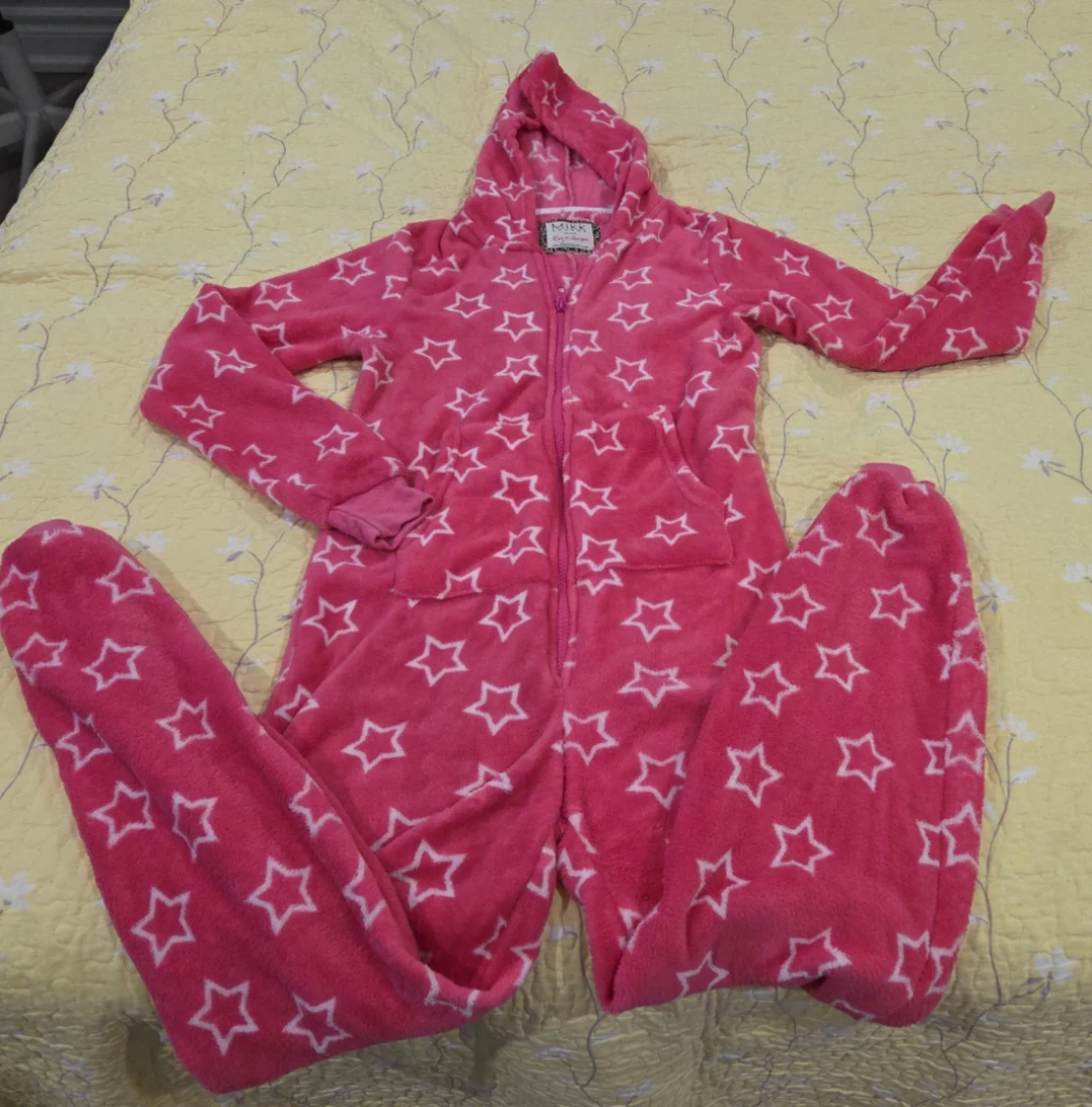 Mikk Pink Star Fleece Onesie Pajamas