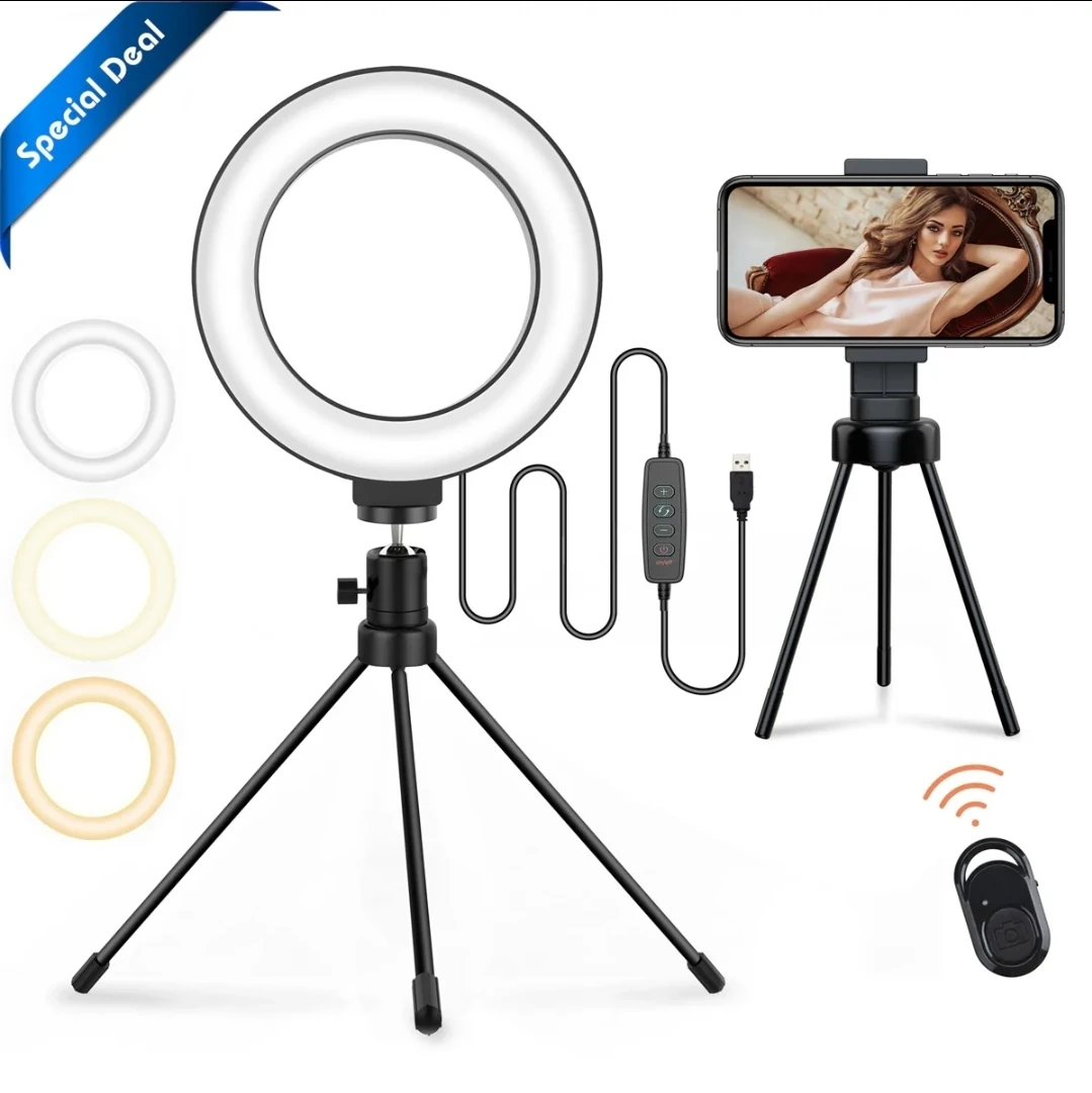 NEW Selfie Ring Light Phone Holder remote control 3 colour