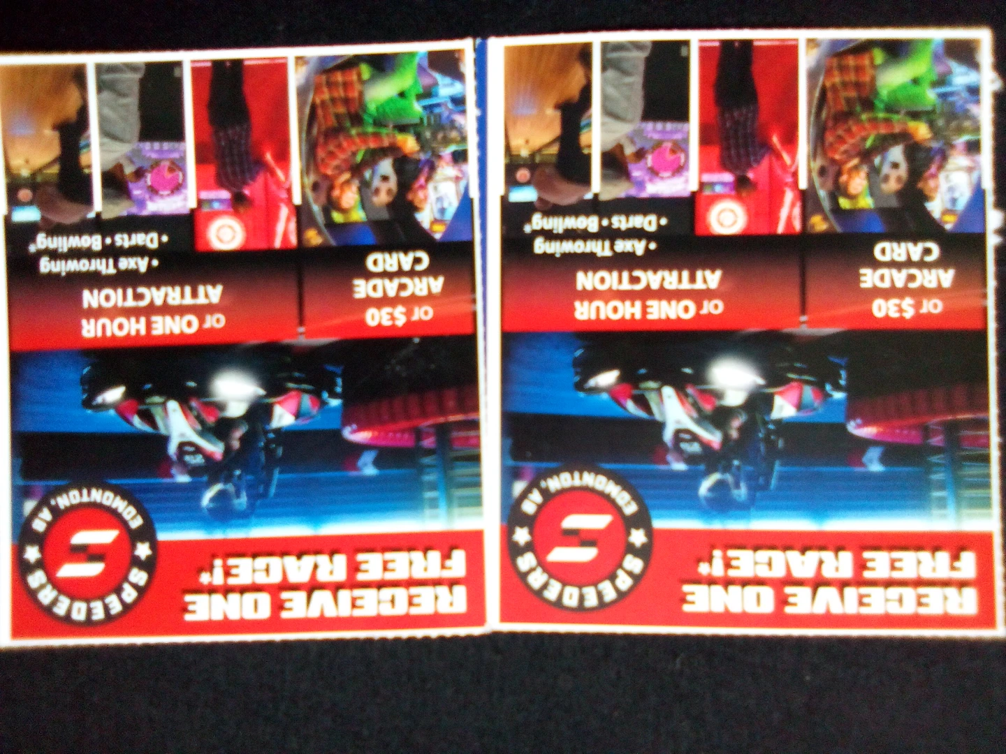 Speeders Edmonton 2 x $30 Arcade Cards
