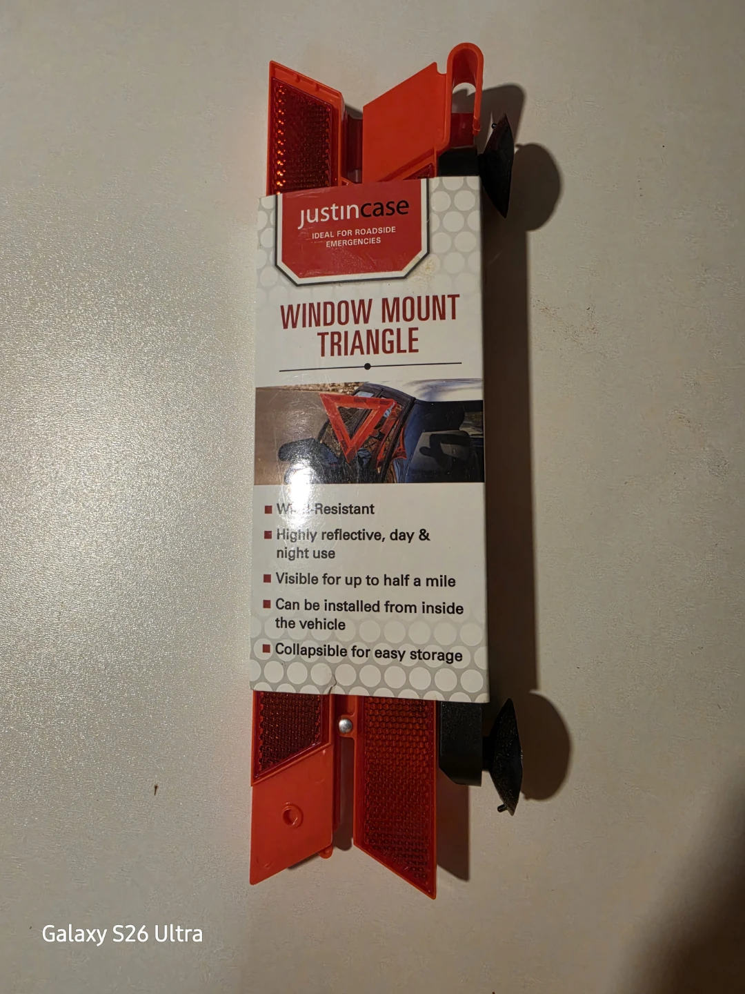 JustinCase" Window Mount ReflectiveTriangle Roadside Emergency