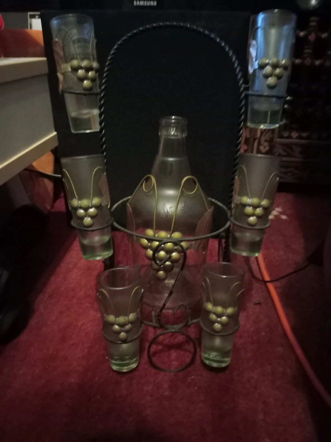 Vintage Shot Glass Set with Bottle Holder - photo 2