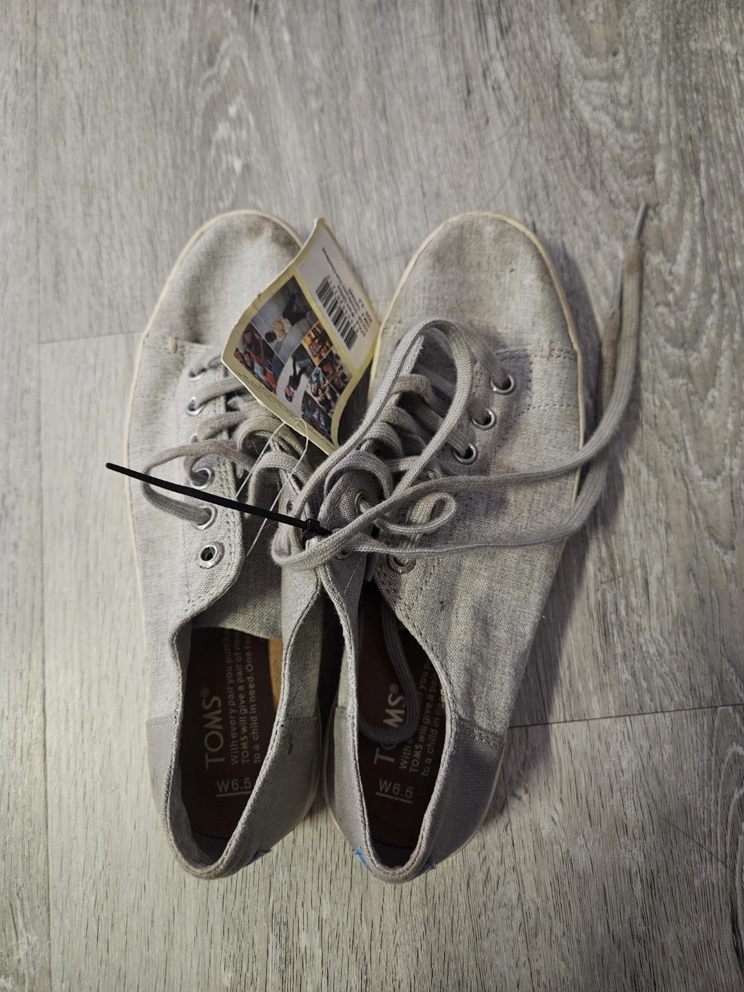 TOMS Women's Grey Canvas Shoes W 6.5