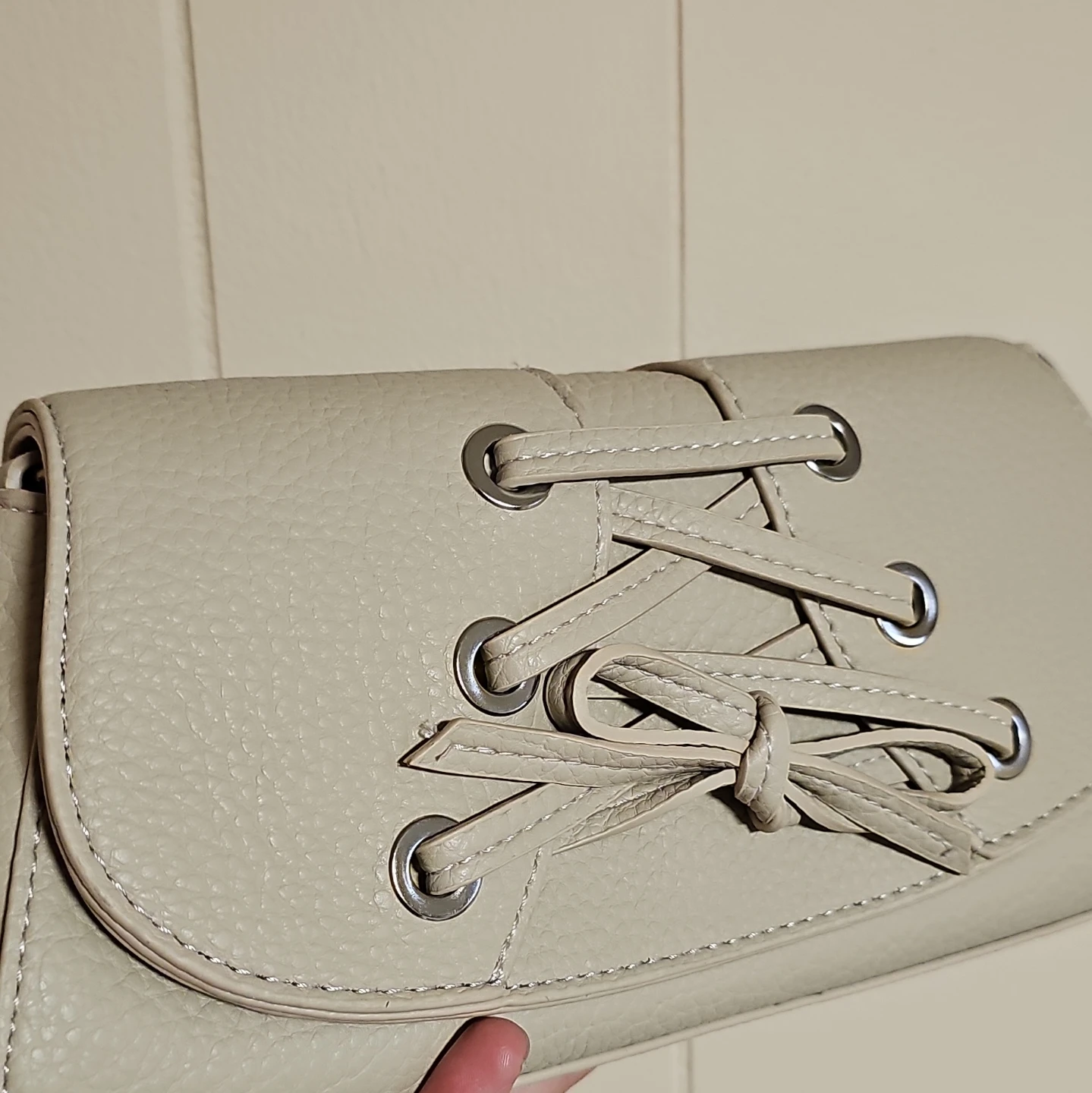 Cream Lace-Up Clutch Wallet - photo 4