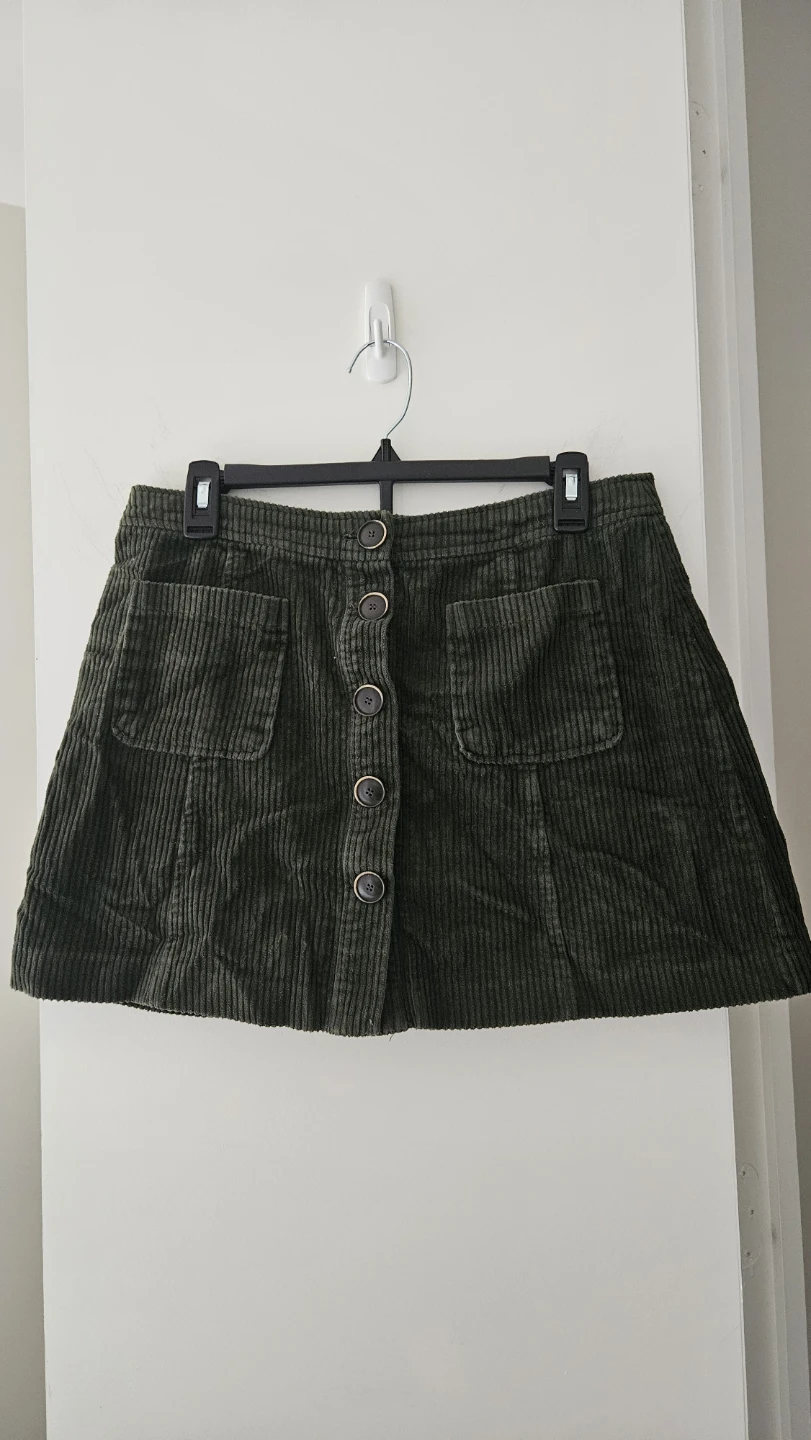 Zara Corduroy Button-Up Mini Skirt