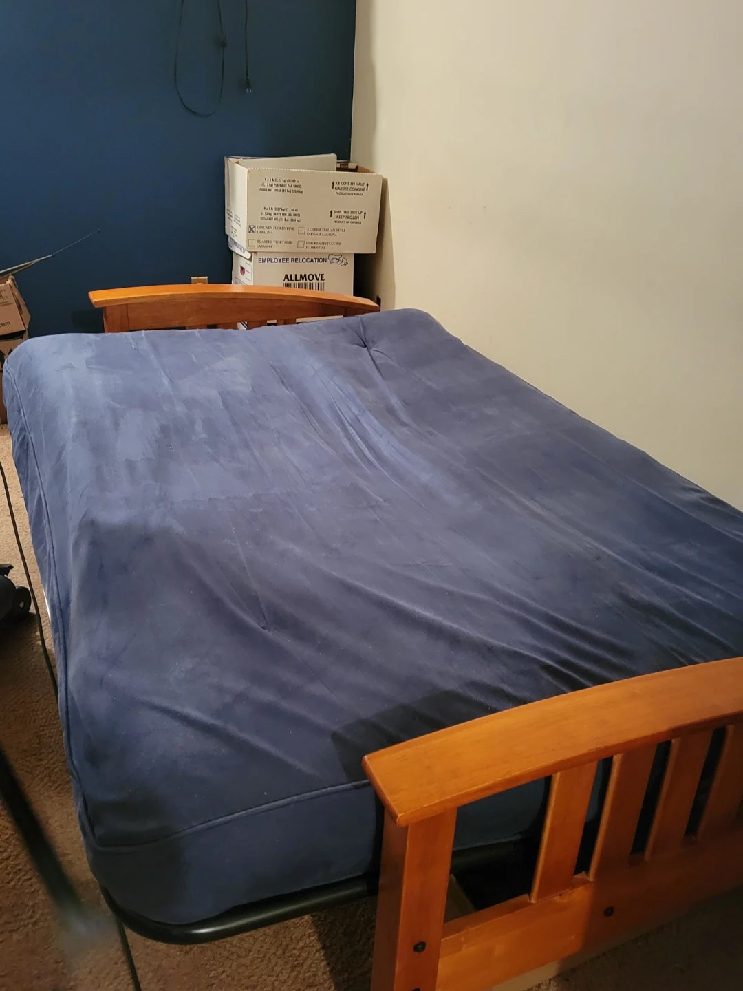 Blue Futon with Wooden Frame - photo 2