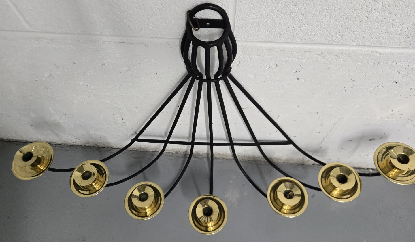 Black Metal Wall Sconce Candelabra with Brass Holders