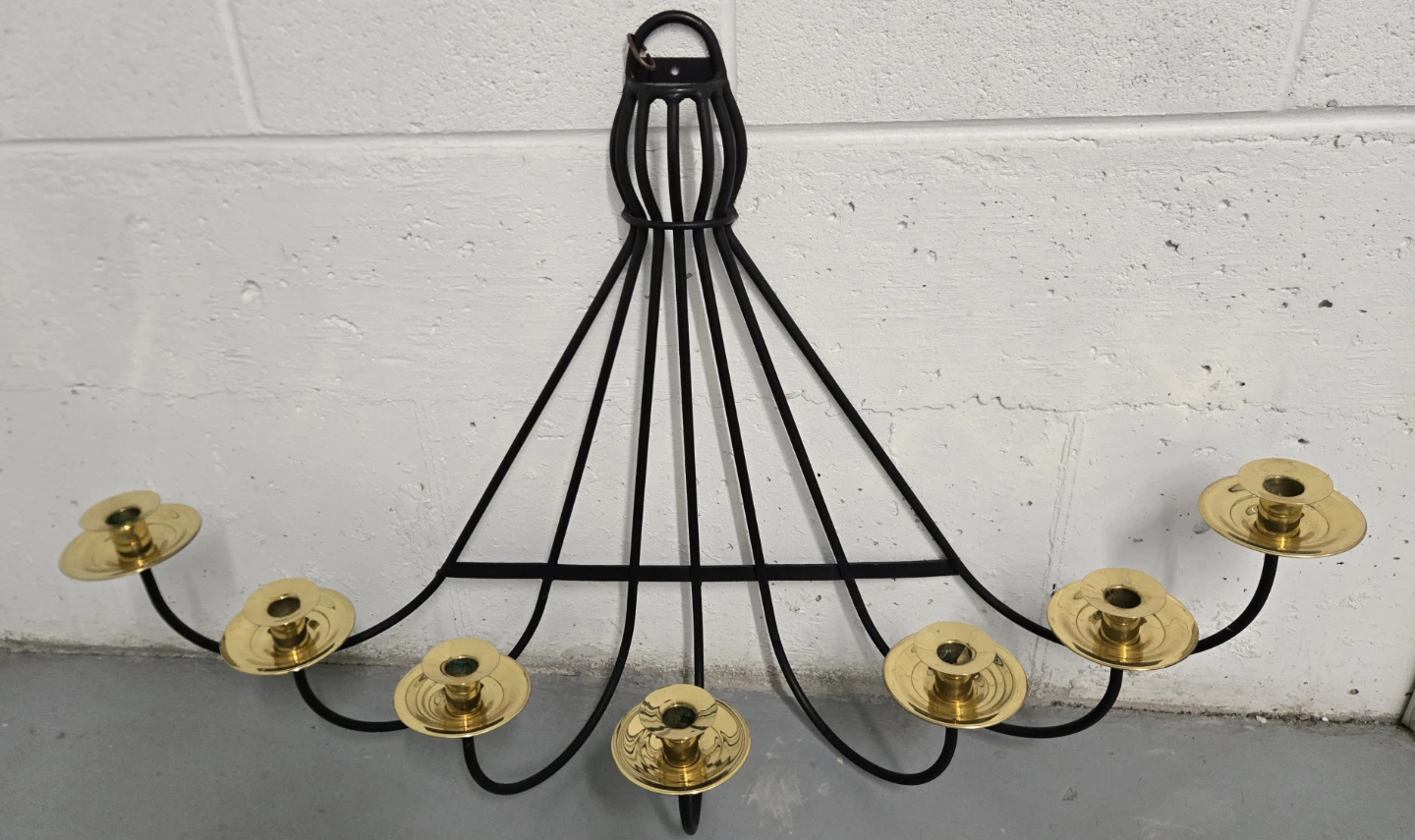 Black Metal Wall Sconce Candelabra with Brass Holders - photo 2