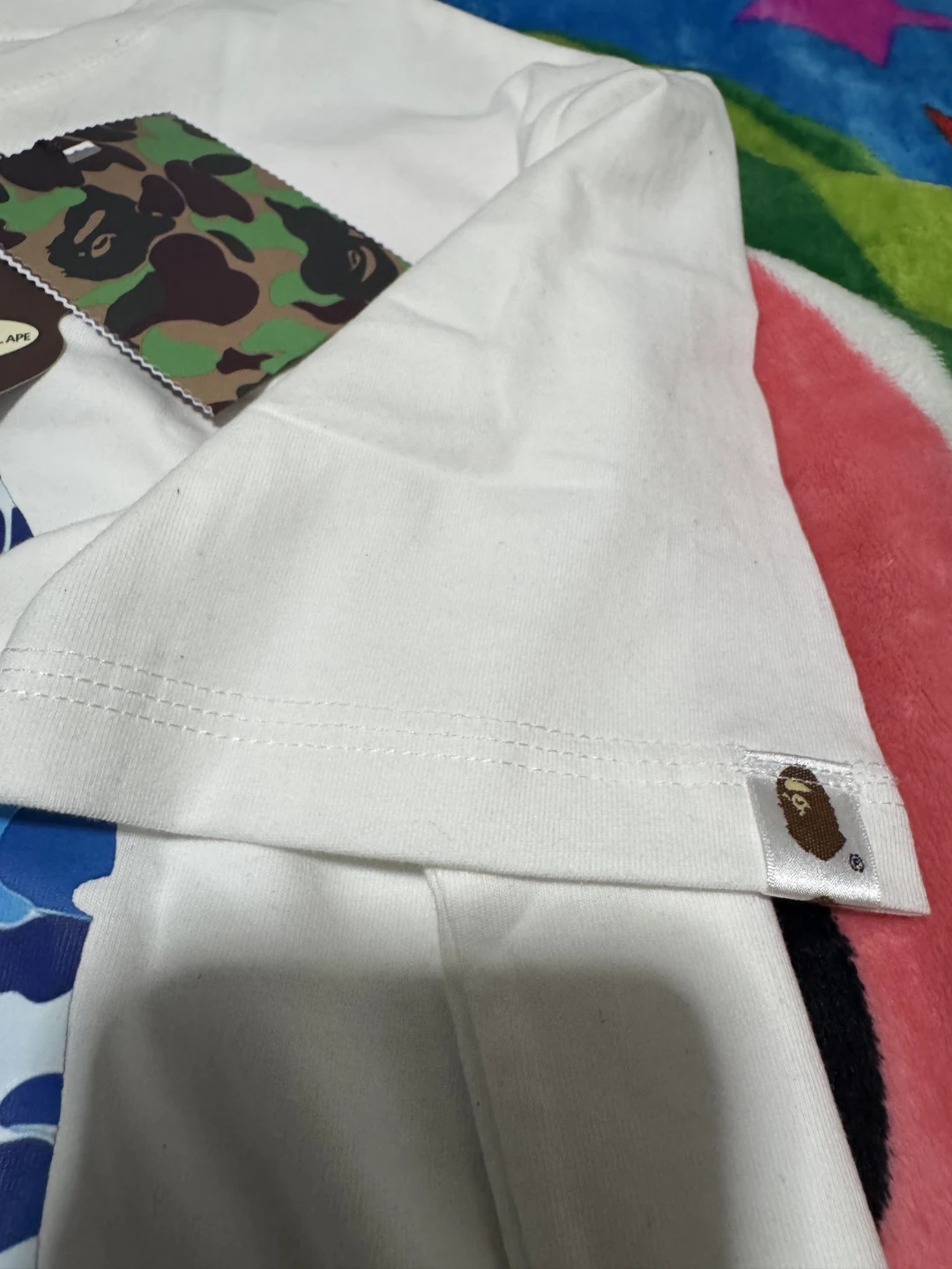 A Bathing Ape T-Shirt Blue Camo Ape Head - photo 3