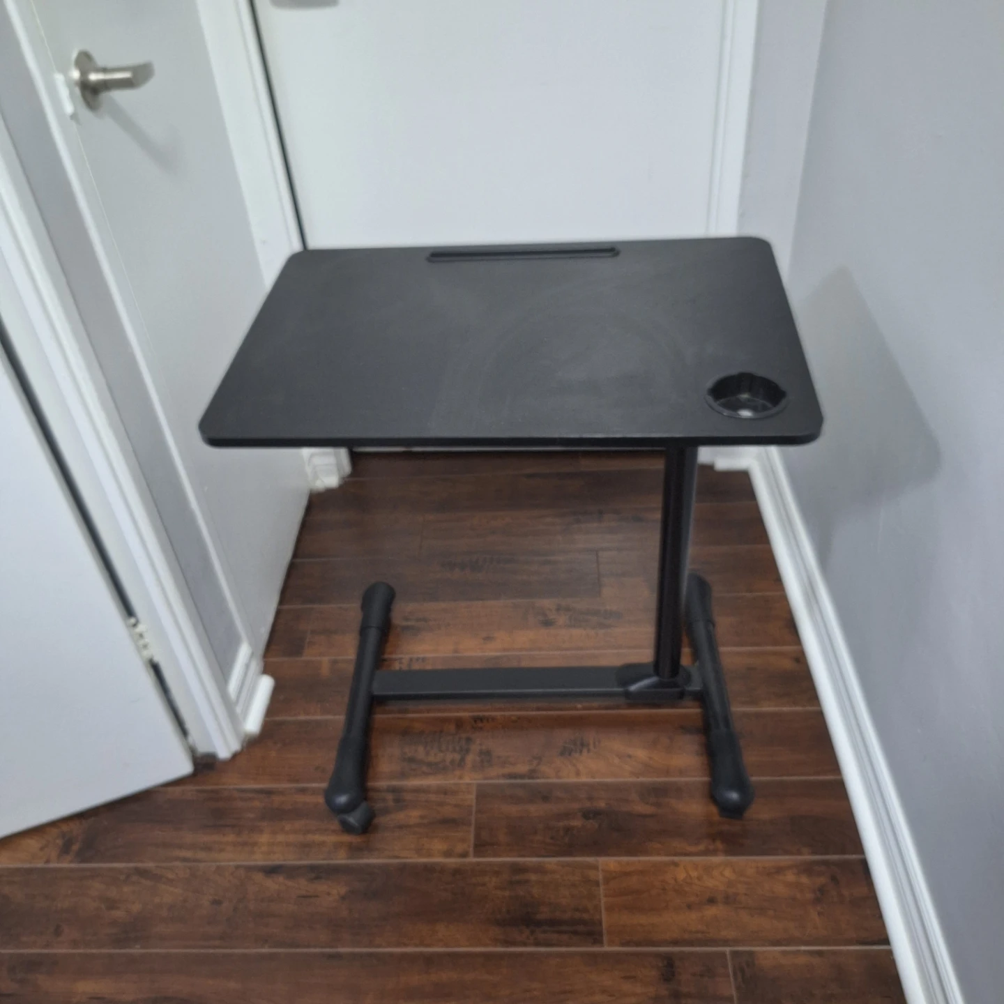 Black Adjustable Height Rolling Laptop Desk Table