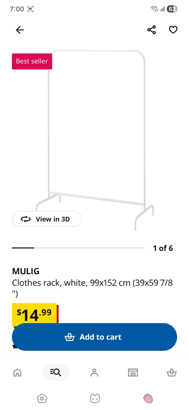 IKEA MULIG Clothes Rack White 99x152 cm