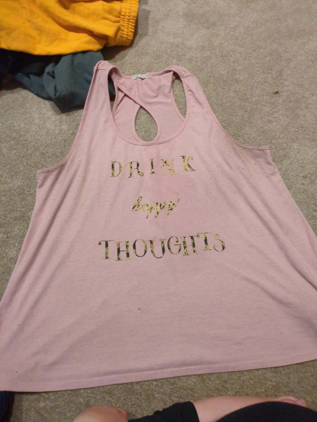 Pink Tank Top - "Drink Happy Thoughts"