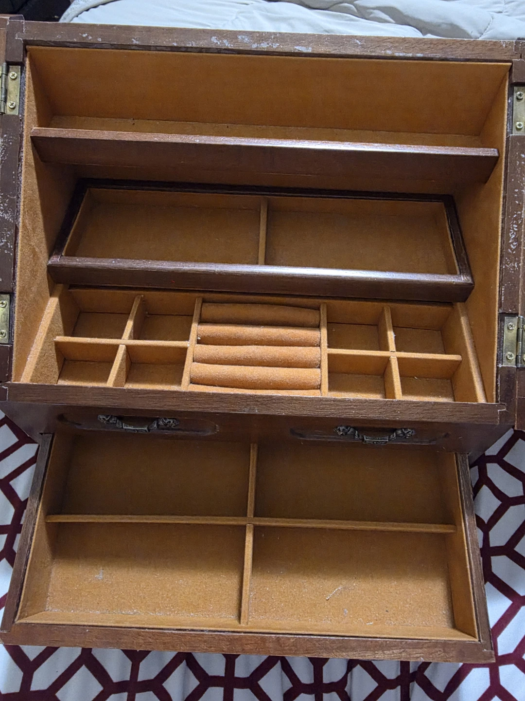 Vintage Wooden Jewellery Box with Mirrored Doors - photo 4