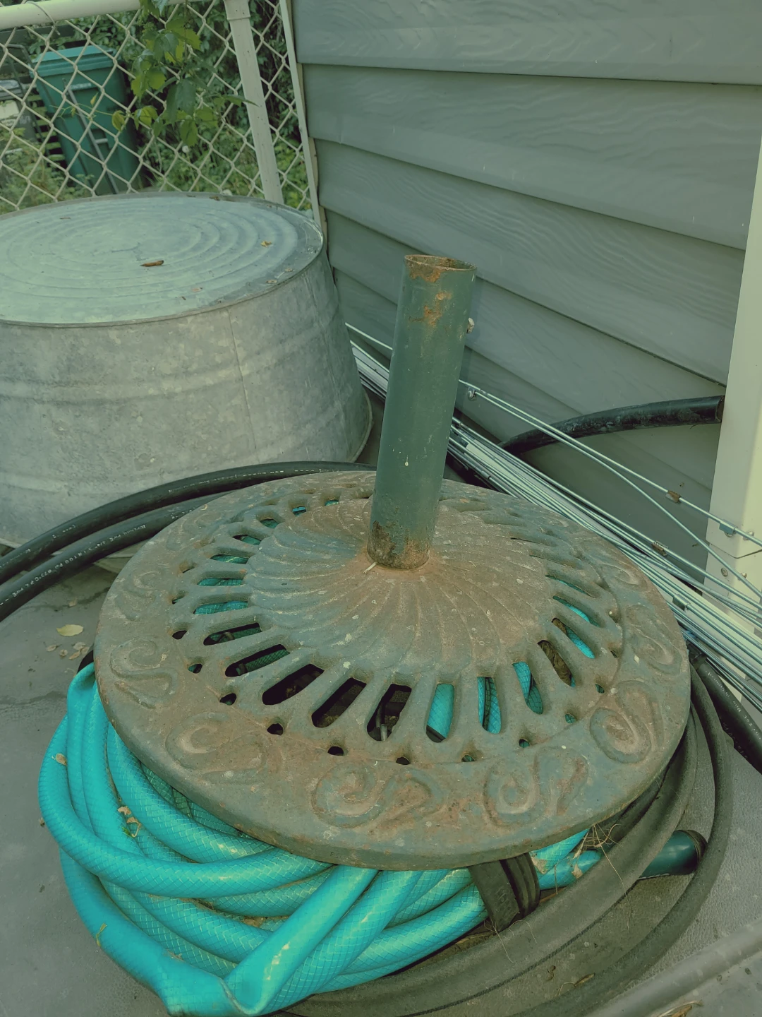Vintage Cast Iron Patio Umbrella Stand Base