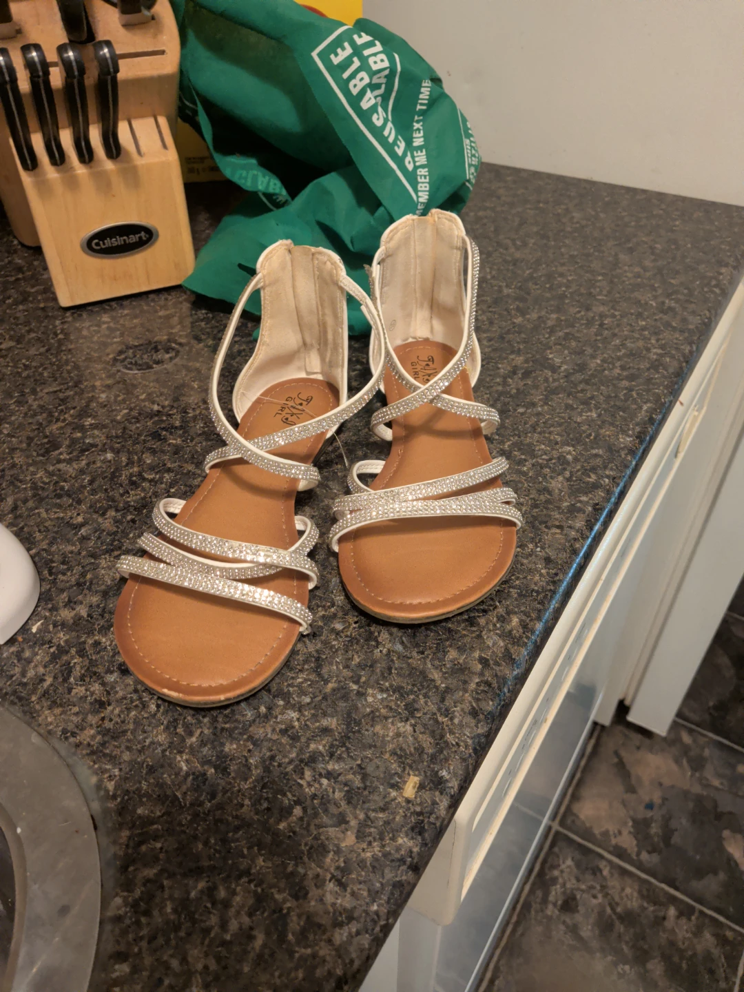 White and Silver Rhinestone Sandals - photo 4