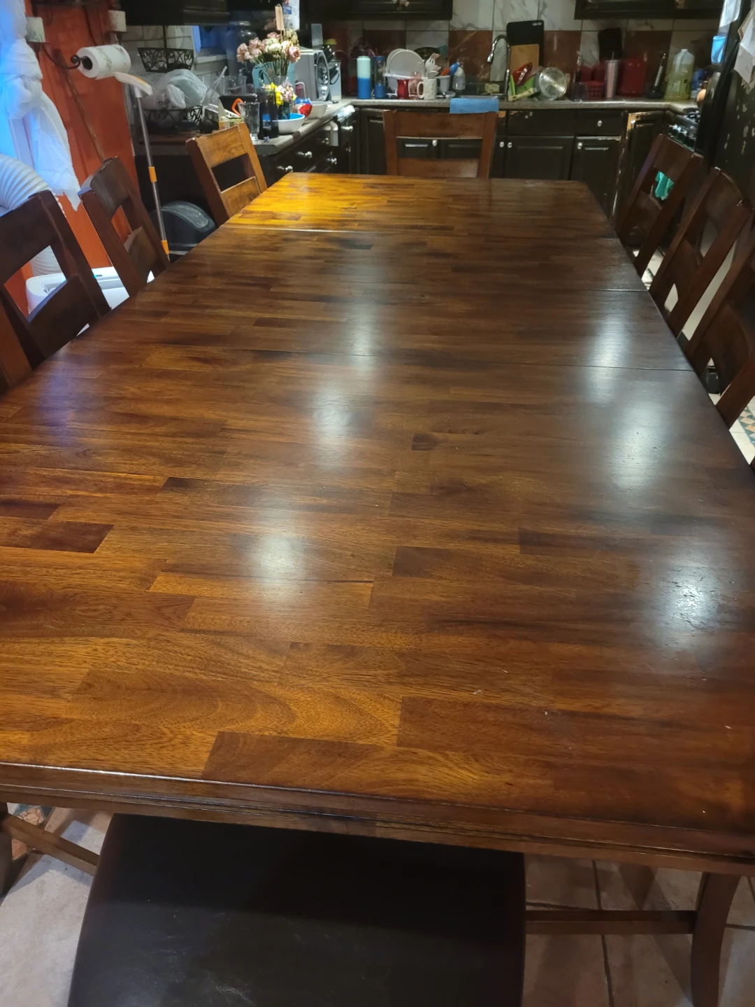 Wooden Dining Table with 10 Chairs