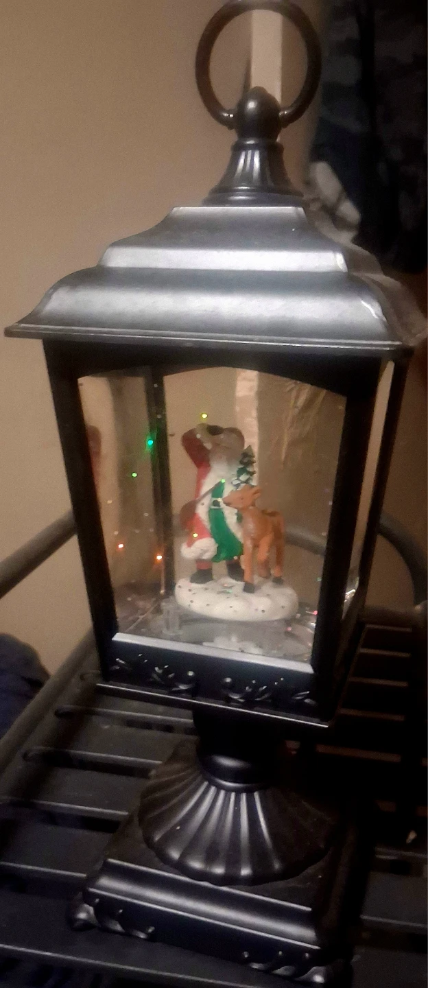 Christmas Lantern with Santa and Reindeer