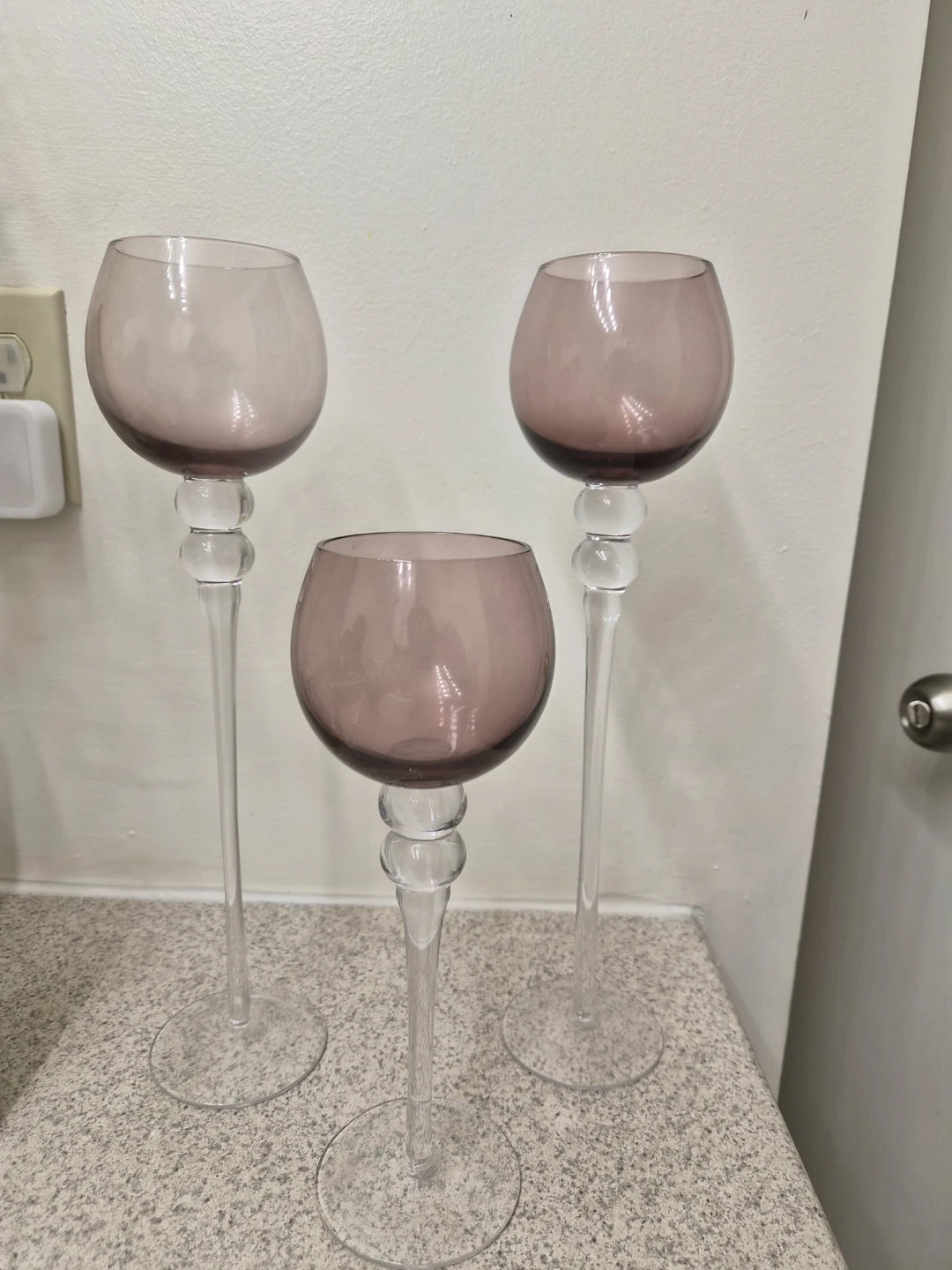 Set of 3 Decorative Glass Candle Holders – $15 OBO