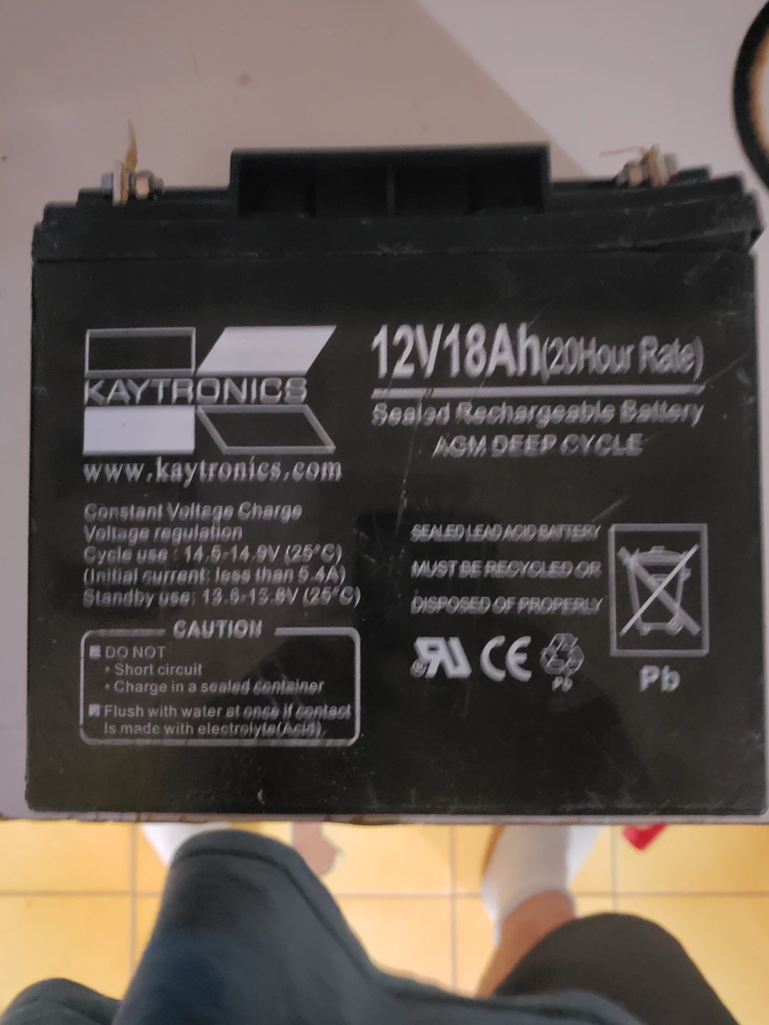 Kaytronics 12V 18Ah Sealed Rechargeable Battery AGM Deep Cycle