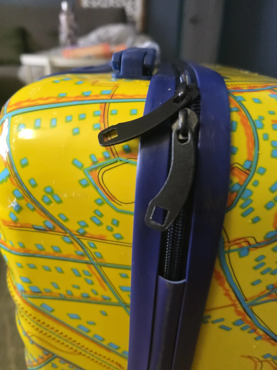 Yellow Rolling Suitcase with City Map Design - photo 5
