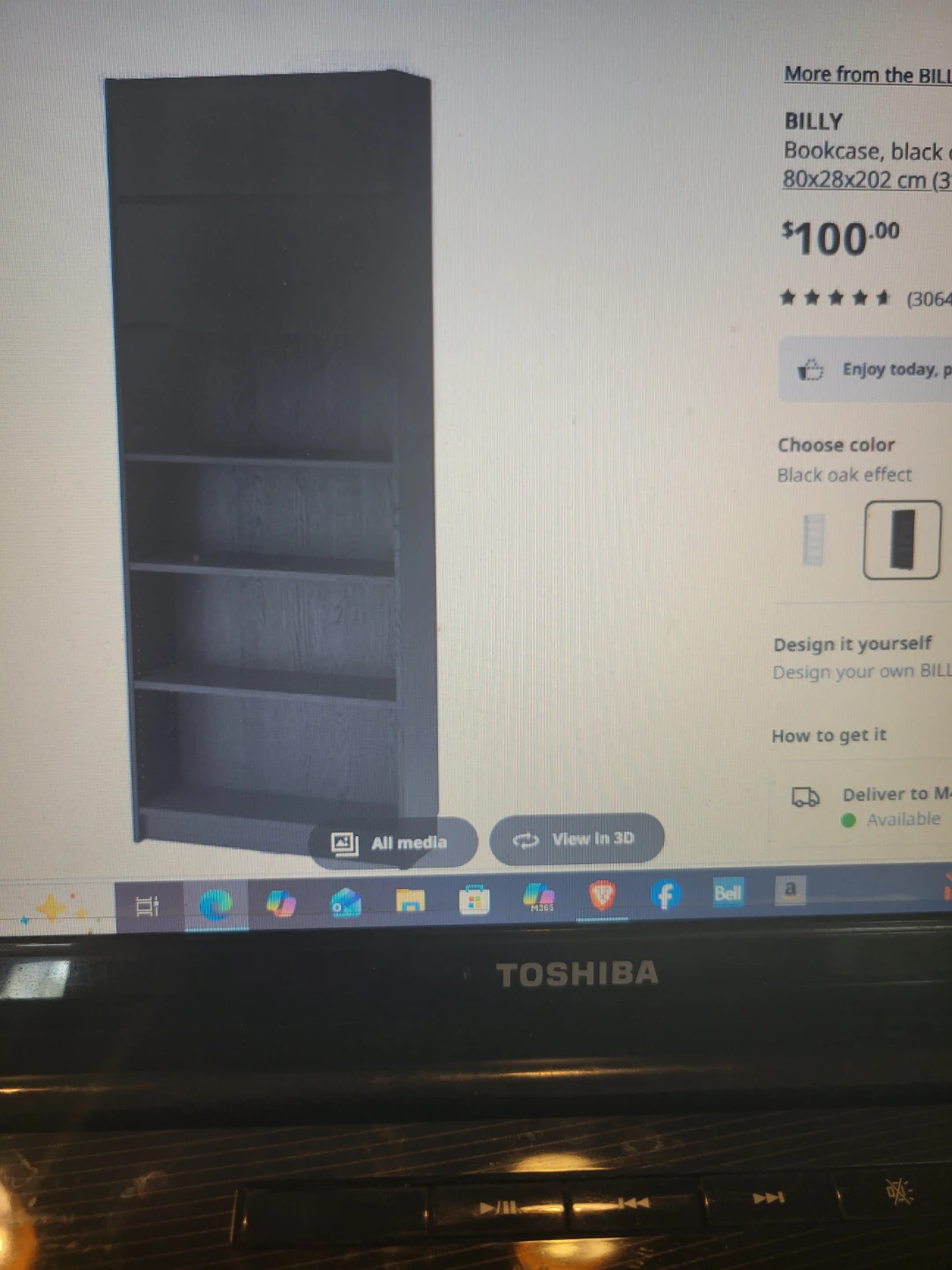 IKEA BILLY Bookcase, Black oak effect, 80x28x202 cm