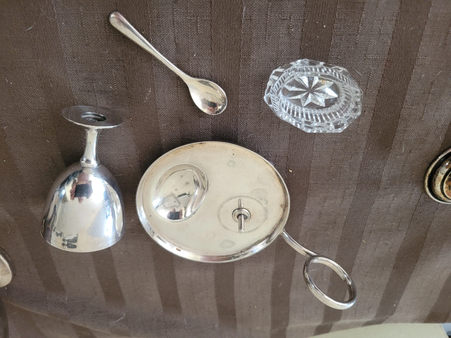 Vintage Silver Egg Cup Holder with Spoon and Dish - photo 2