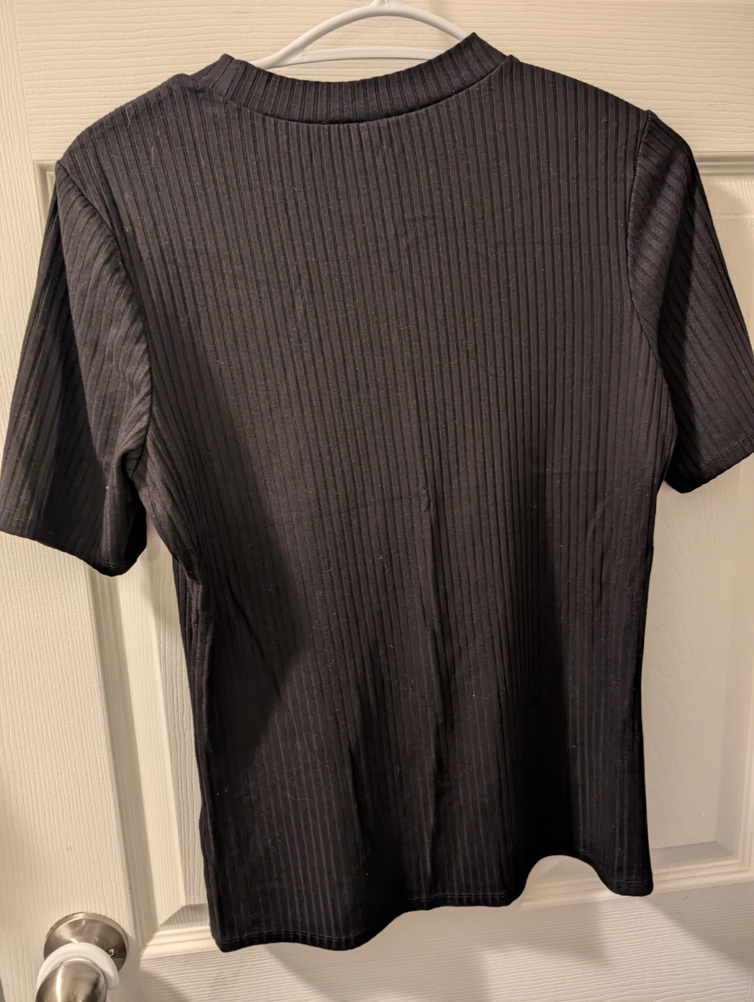 H&M Black Ribbed Short Sleeve T-Shirt Size M - photo 3