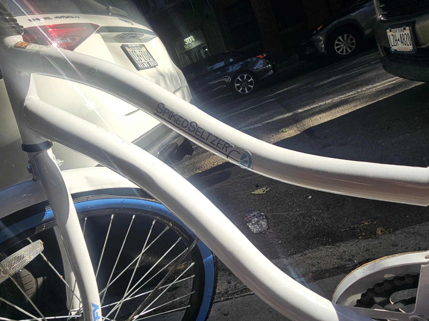 White Spiked Seltzer Cruiser Bike