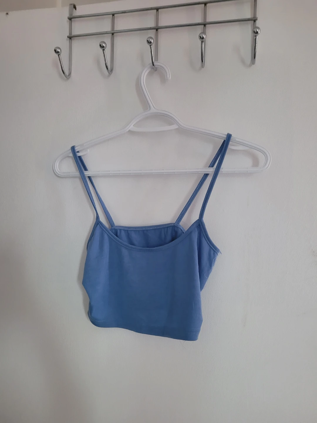 Blue Spaghetti Strap Crop Top