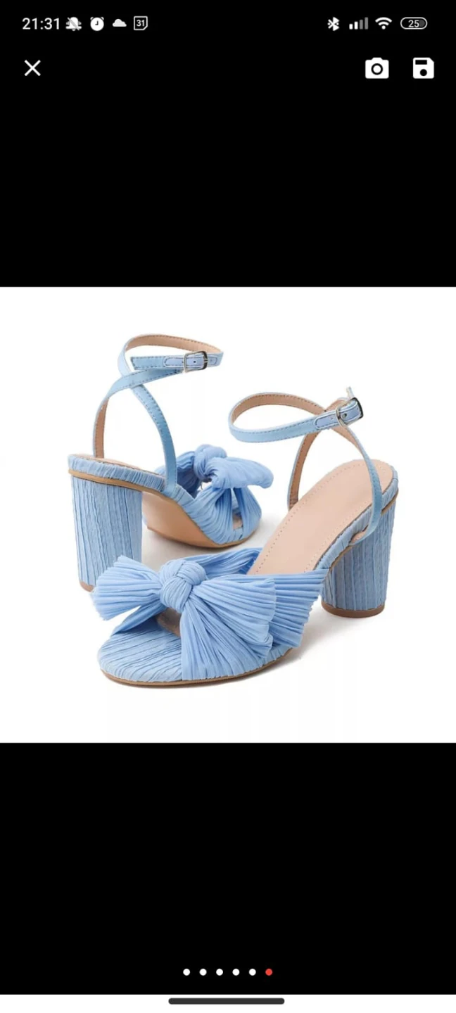 Light Blue Pleated Bow Heels