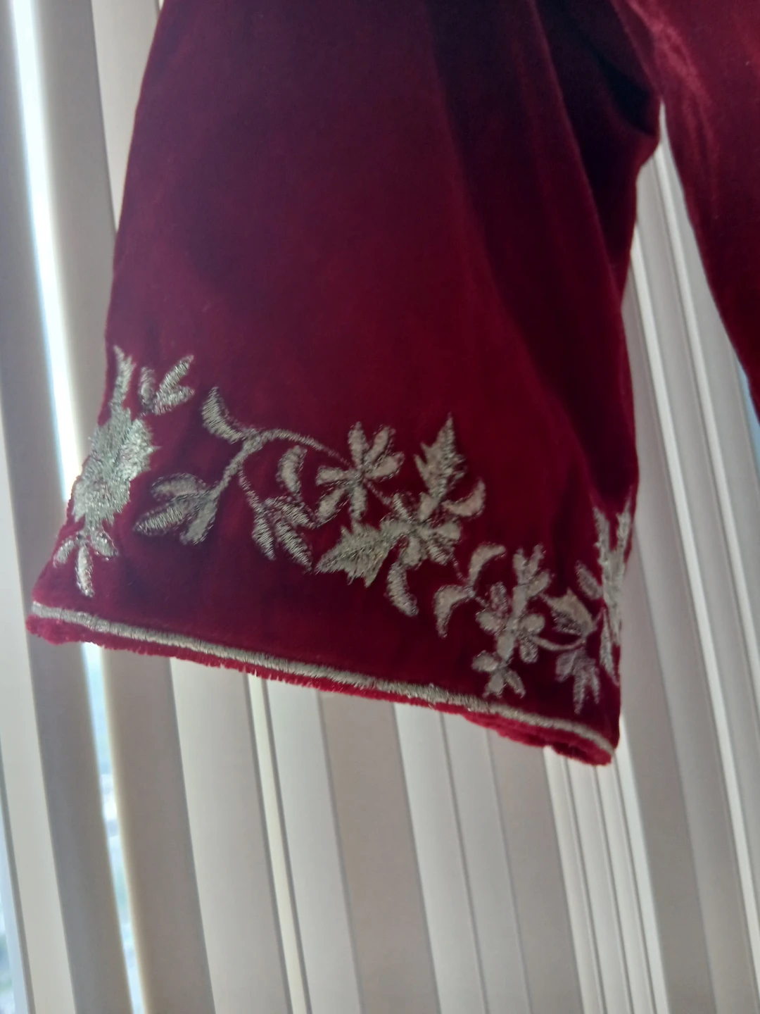 Red Velvet Embroidered Top - photo 3