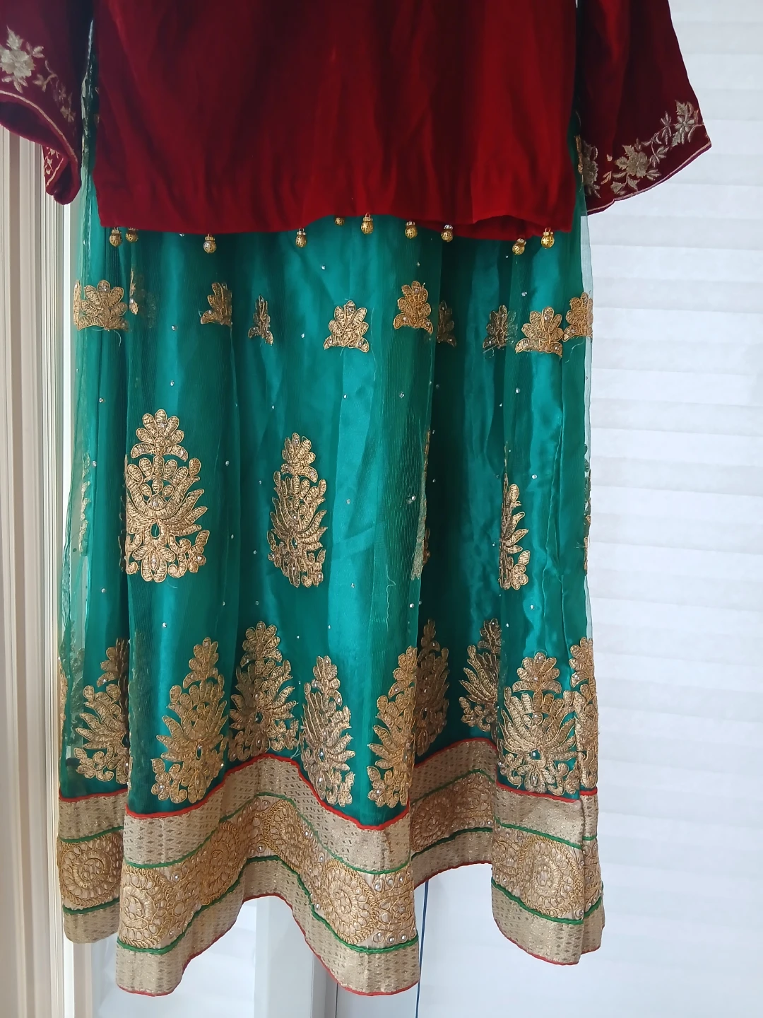 Red Velvet Embroidered Top - photo 4