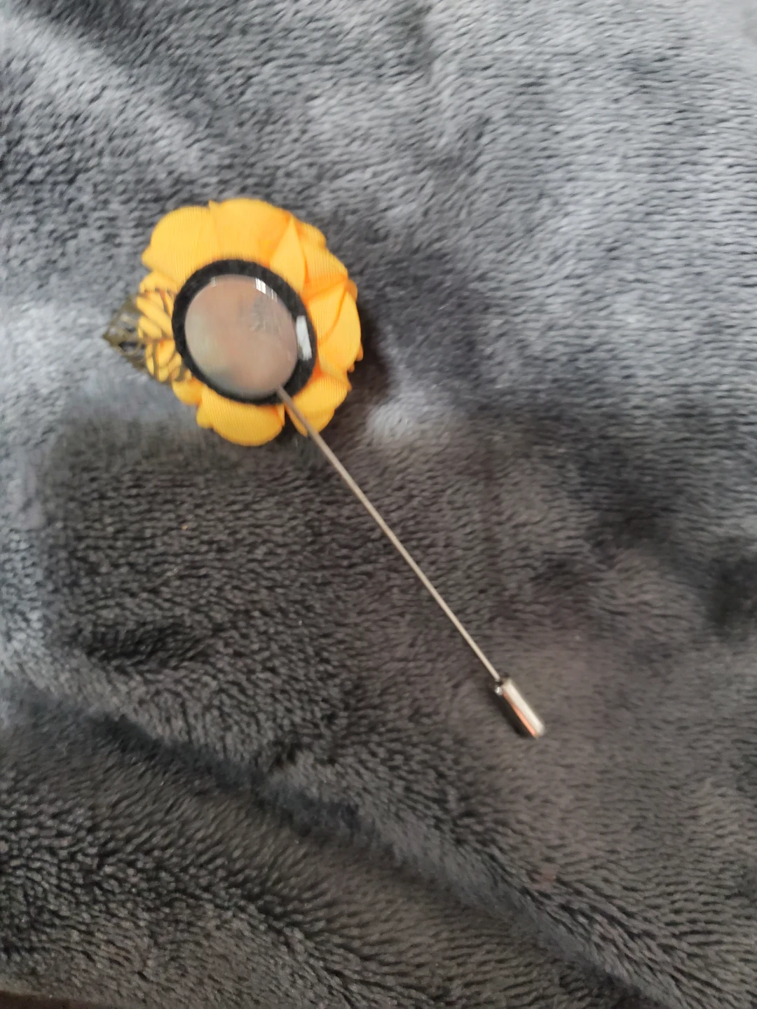 Yellow Fabric Flower Brooch Pin - photo 3