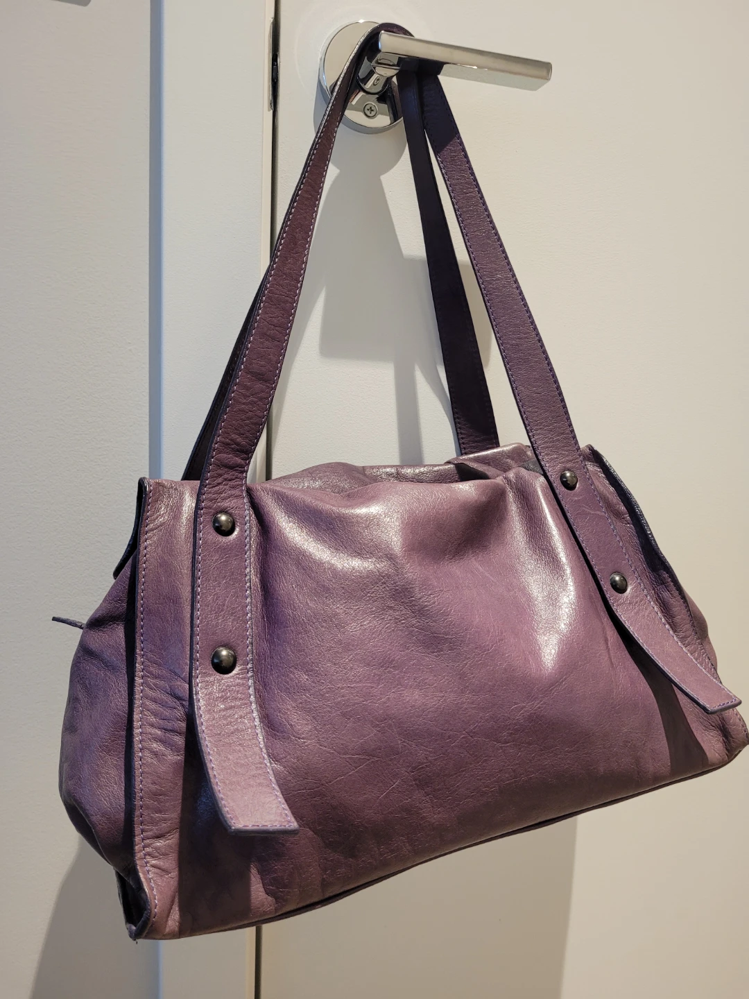 Purple Leather Shoulder Bag - photo 3
