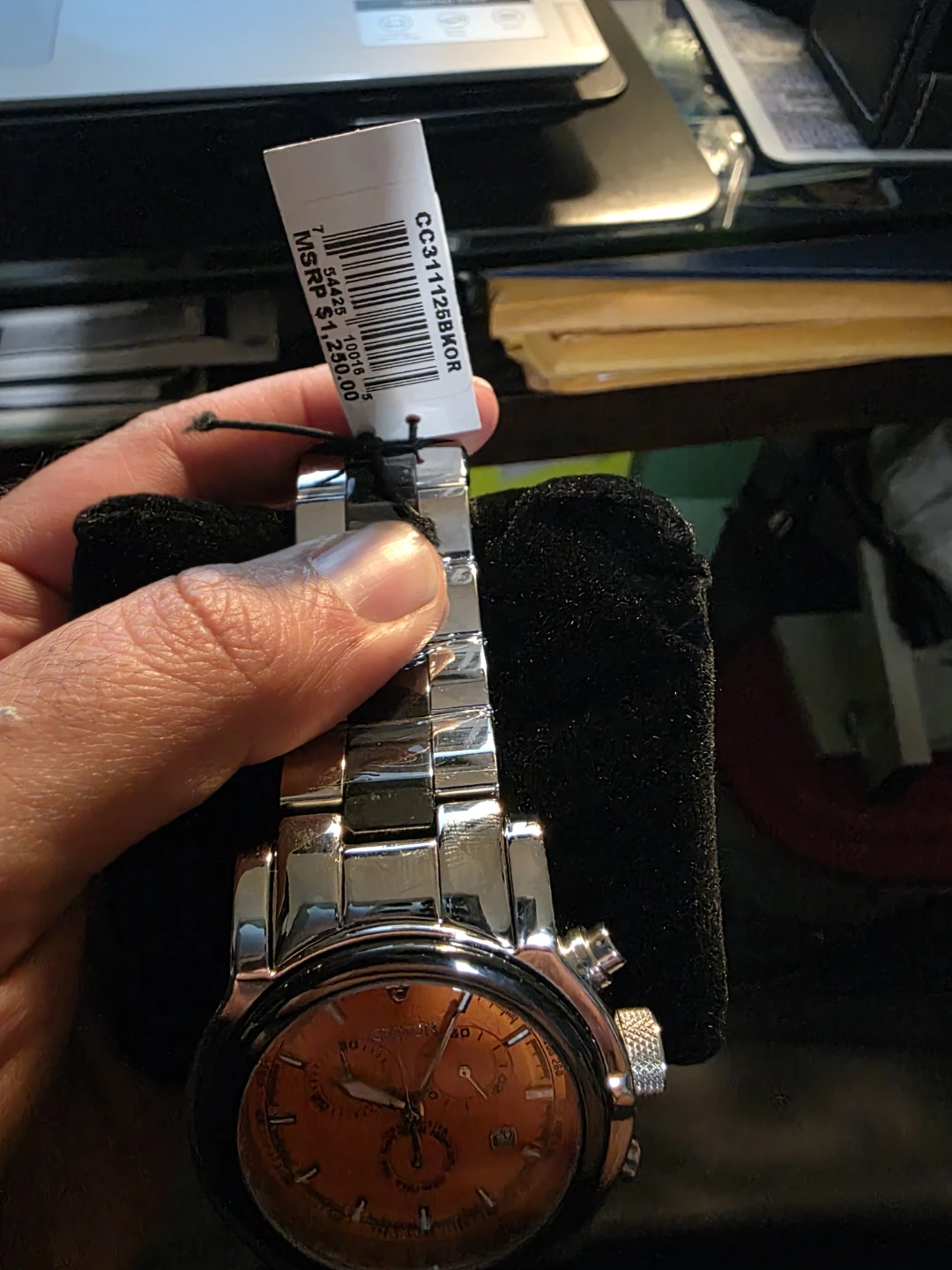 NEW Croton Chronomaster Chronograph Watch Orange Dial - photo 5