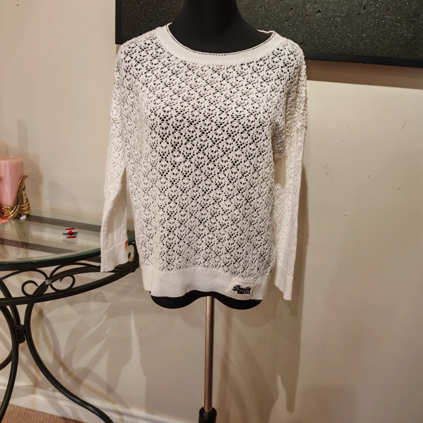 Superdry Knitwear White Crochet Sweater - photo 2