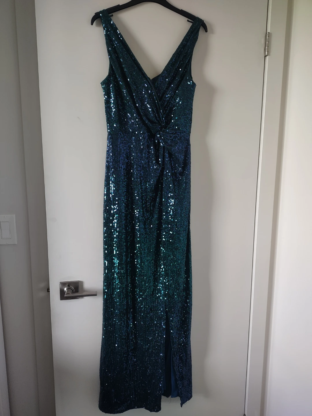 Alex & Eve Maxi Ruched Sleeveless V-Neck Sequin Dress - photo 2