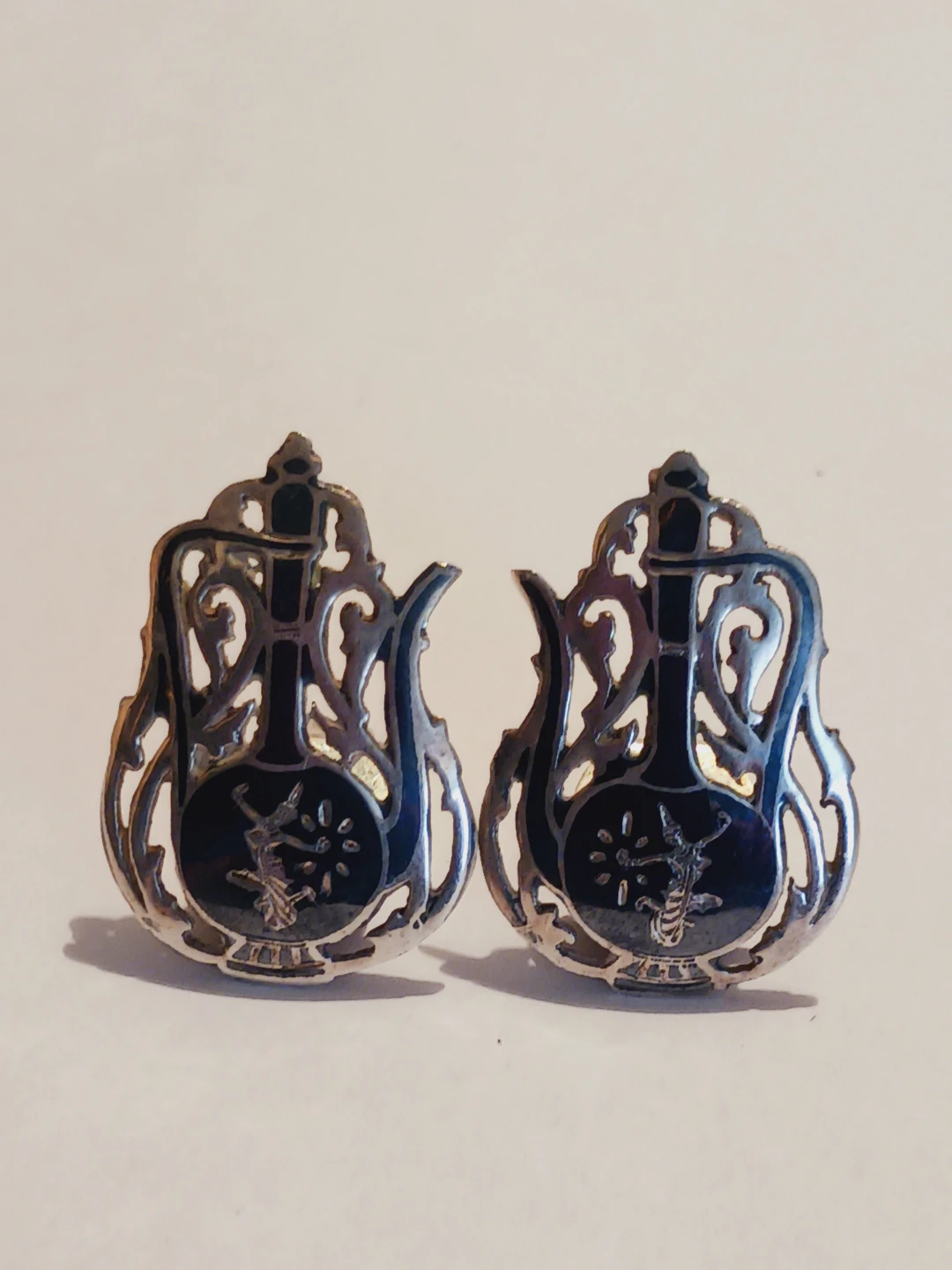 Siam Sterling Silver 925 Rare Teapot Clip on Earrings - photo 3