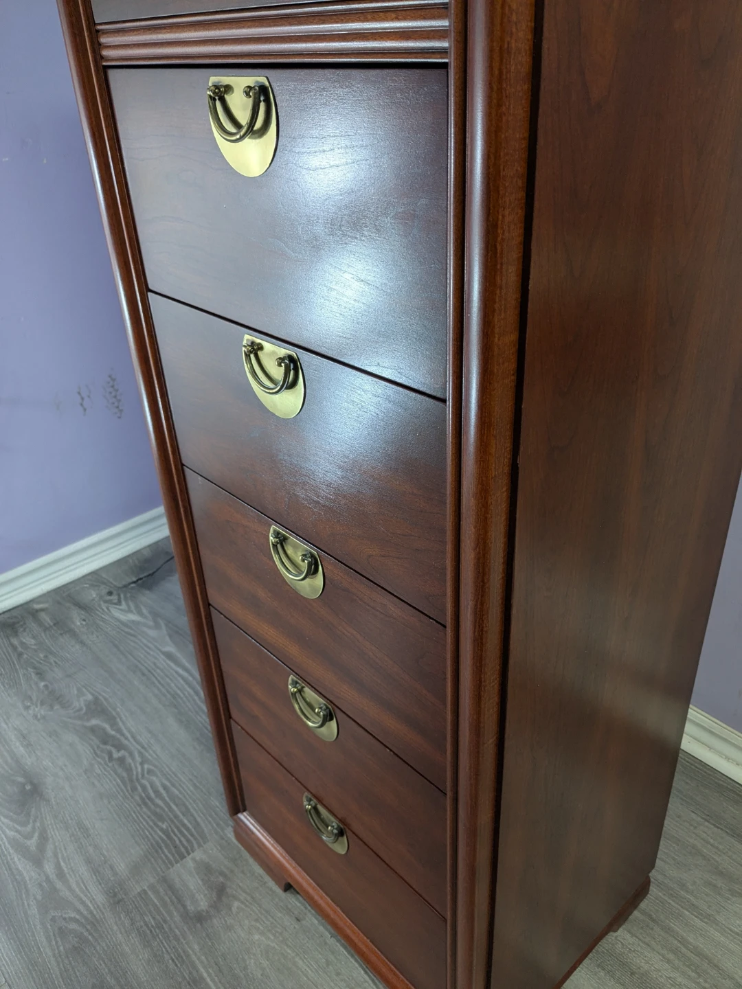 Vintage Cherry Tallboy Dresser | 6 Drawers - photo 5