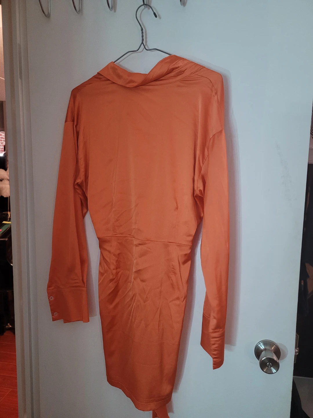 Orange Satin Twist Front Dress - photo 2