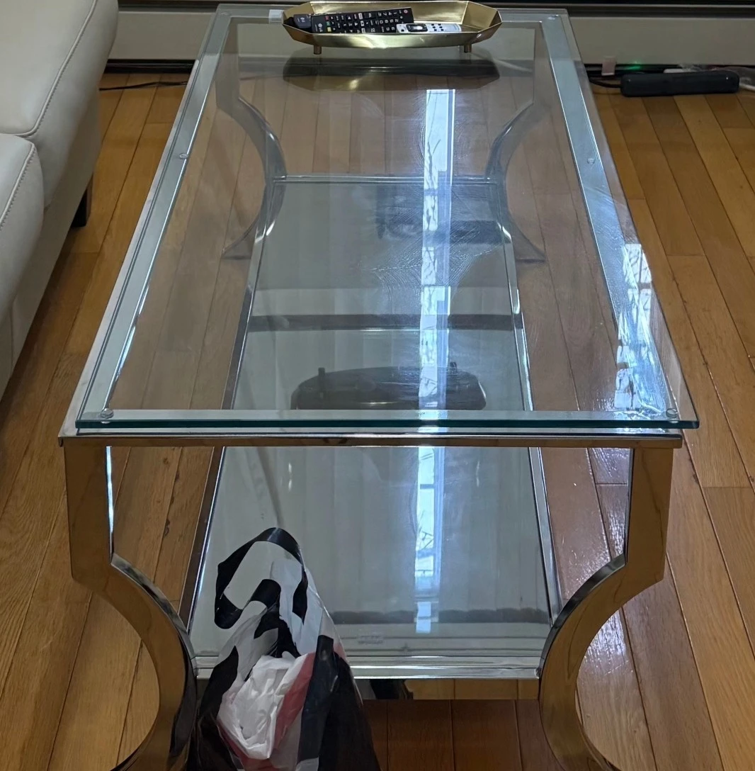 Modern Glass Coffee Table with Chrome Frame