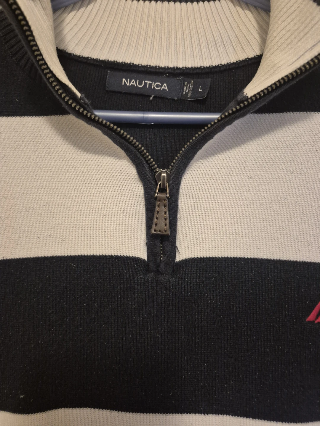 Nautica Striped 1/4 Zip Sweater - Size L ⚽️ - photo 4
