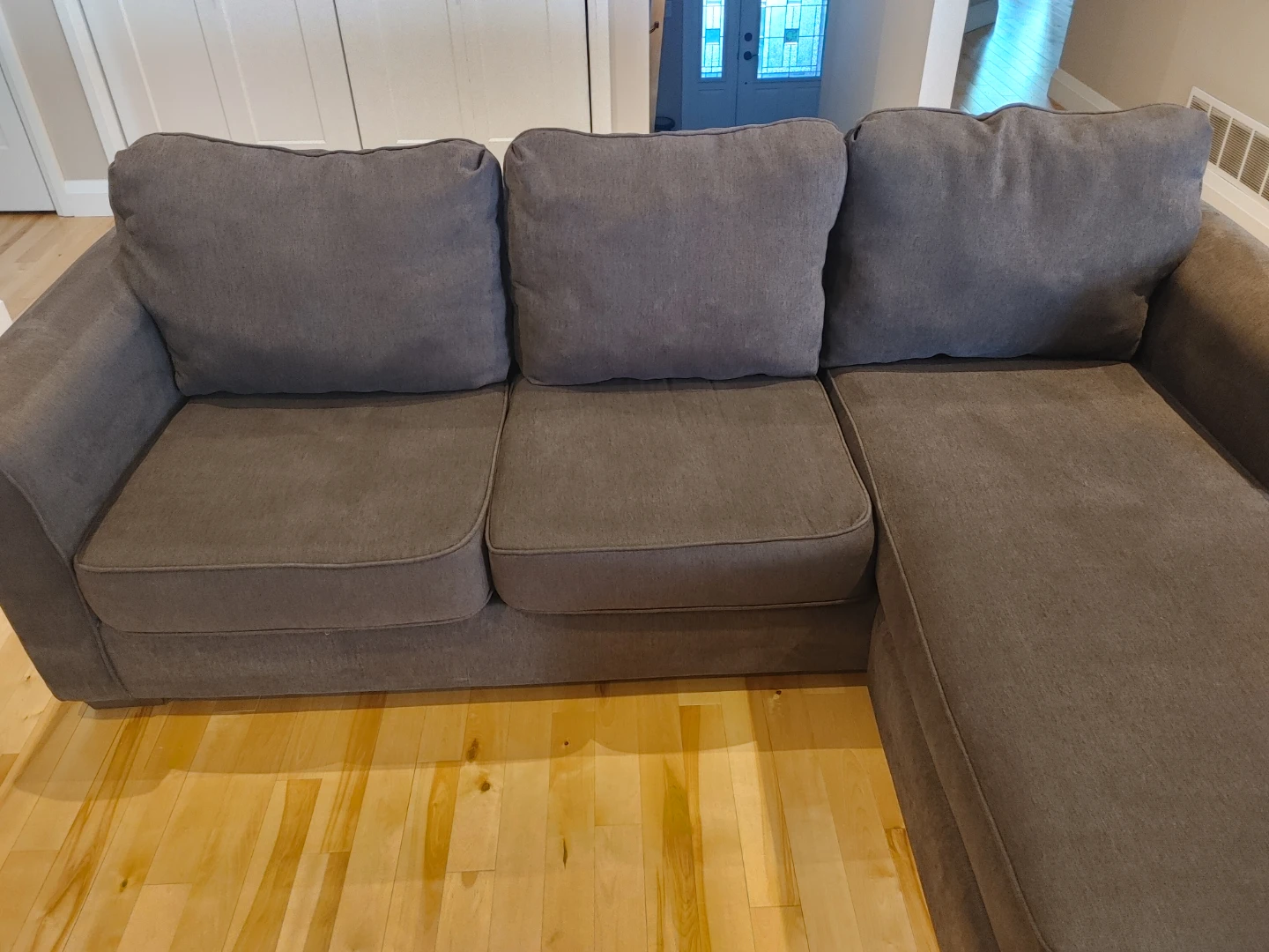 Brown-Grey Sectional Sofa with Chaise - photo 5