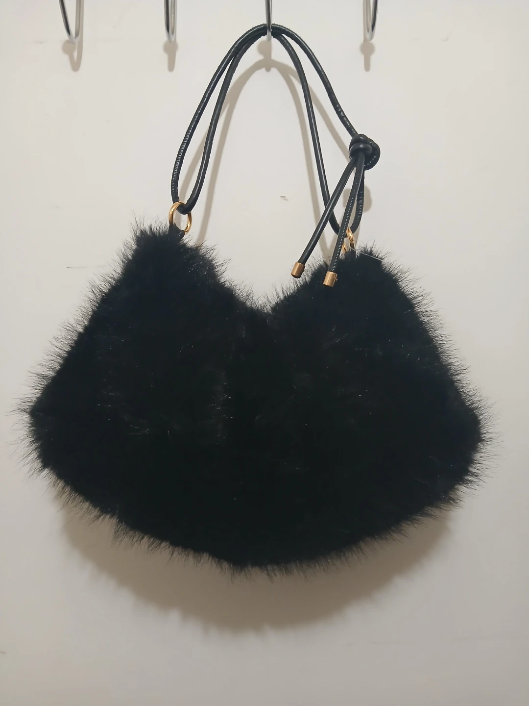Black Faux Fur Shoulder Bag