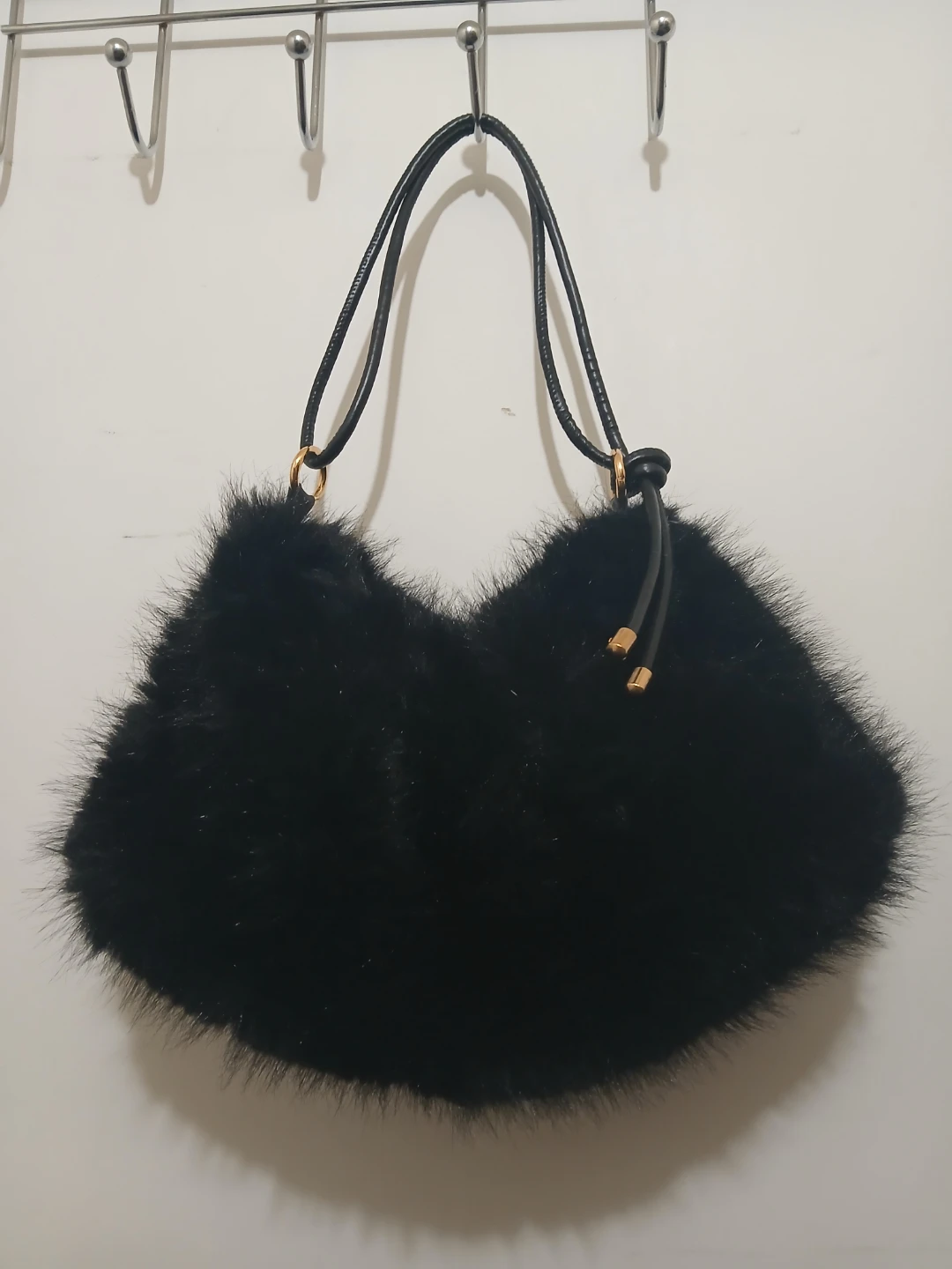 Black Faux Fur Shoulder Bag - photo 2